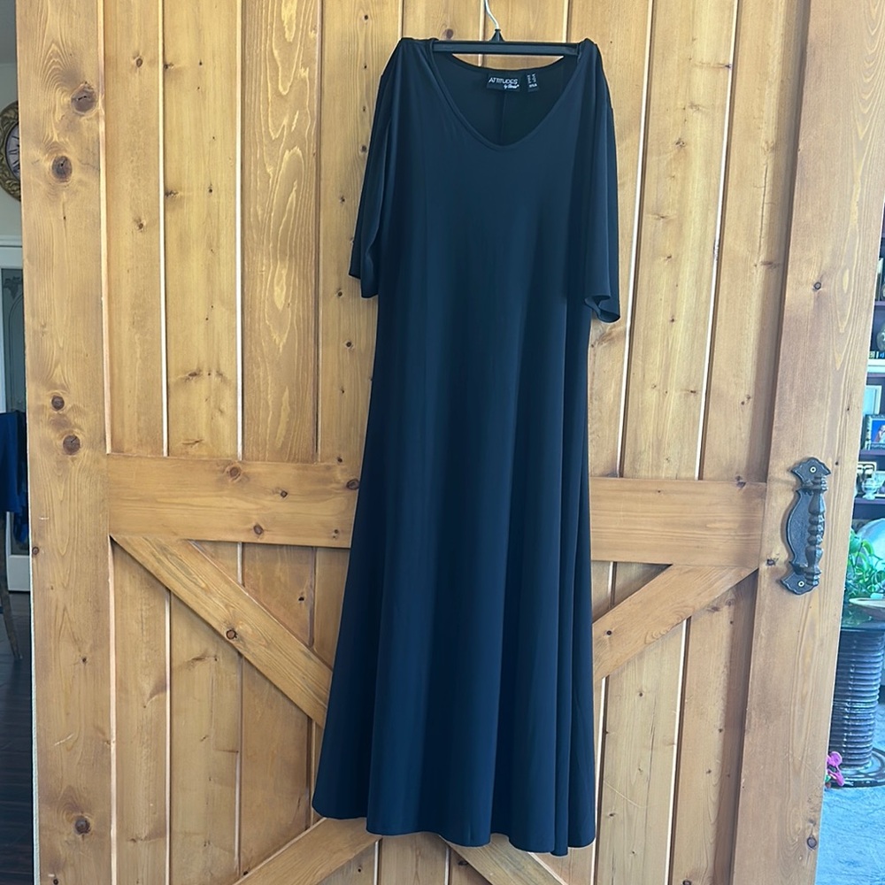 Attitudes by Renee Elegant Black Maxi Dress Sz Large P